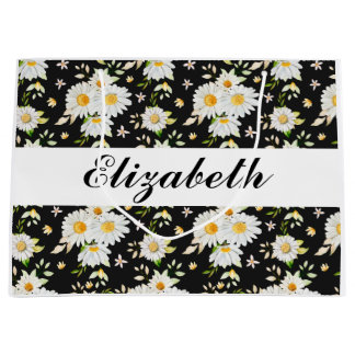 Elegant Monogram Black and White Daisy Mönster