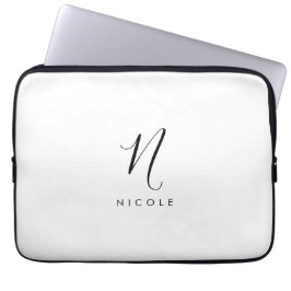 Elegant Monogram Black and White Laptop Fodral