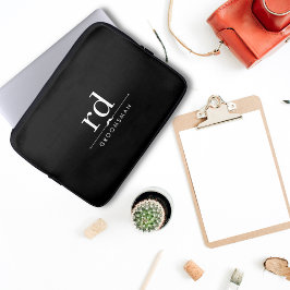 Elegant Monogram Black and White Marskalkars Gift Laptop Fodral