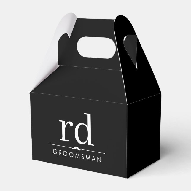 Elegant Monogram Black and White Marskalkars Gift Presentaskar (Framsidan Sidan)