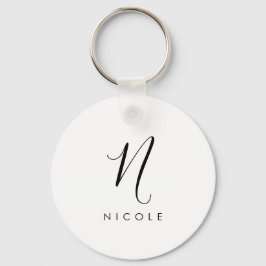 Elegant Monogram Black and White Nyckelring