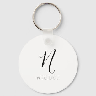Elegant Monogram Black and White Nyckelring