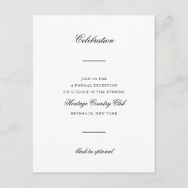 Elegant Monogram Black and White Script Bröllop Tilläggskort