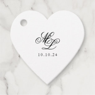 Elegant Monogram Black and White Script Gåvor Etiketter