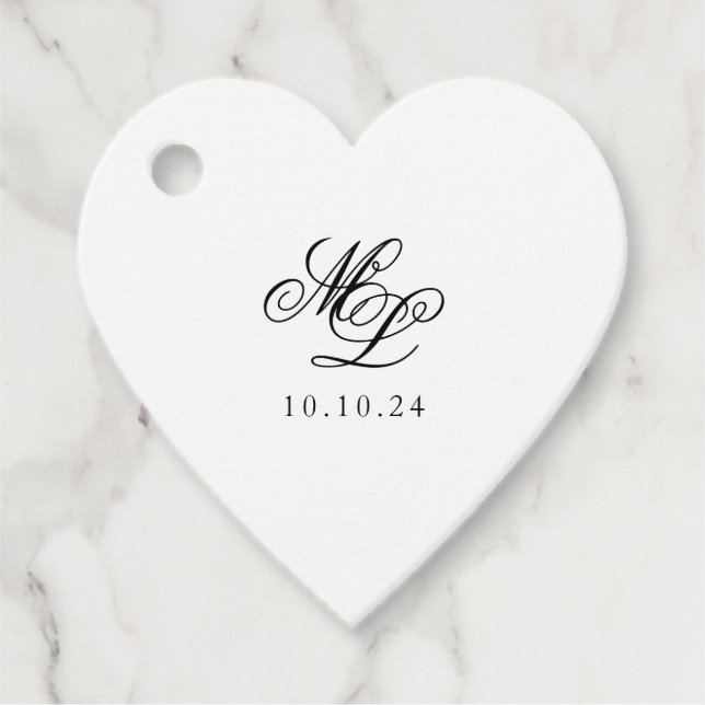 Elegant Monogram Black and White Script Gåvor Etiketter (Framsida)