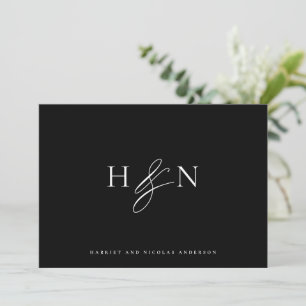 Elegant Monogram Black Bröllop Tack Kort