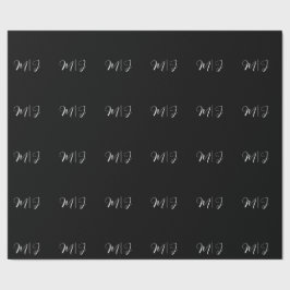 Elegant Monogram Black Bröllop Wrapping Papper Presentpapper