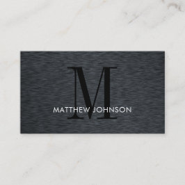 Elegant Monogram Black Brushed Metall Modern Offic Visitkort