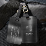 Elegant Monogram Black Brushed Metallic Bagagebricka<br><div class="desc">Elegant Monogram Black Brushed Metallic Luggage Tag.</div>