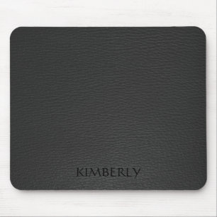 Elegant Monogram Black Faux Leather Musmatta
