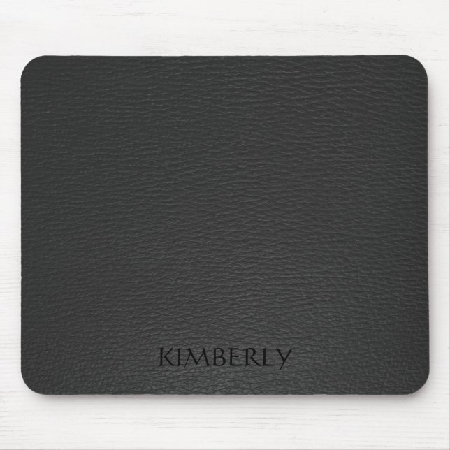Elegant Monogram Black Faux Leather Musmatta (Framsidan)