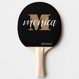 Elegant Monogram Black Gold Script minimal Pingisracket