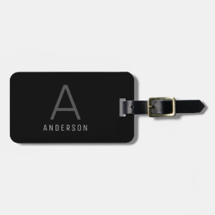 Elegant Monogram Black Grått Anpassningsbar Luggag Bagagebricka