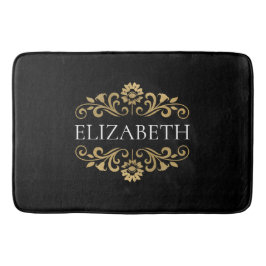 Elegant Monogram Black Guld Bath Mat Badrumsmatta