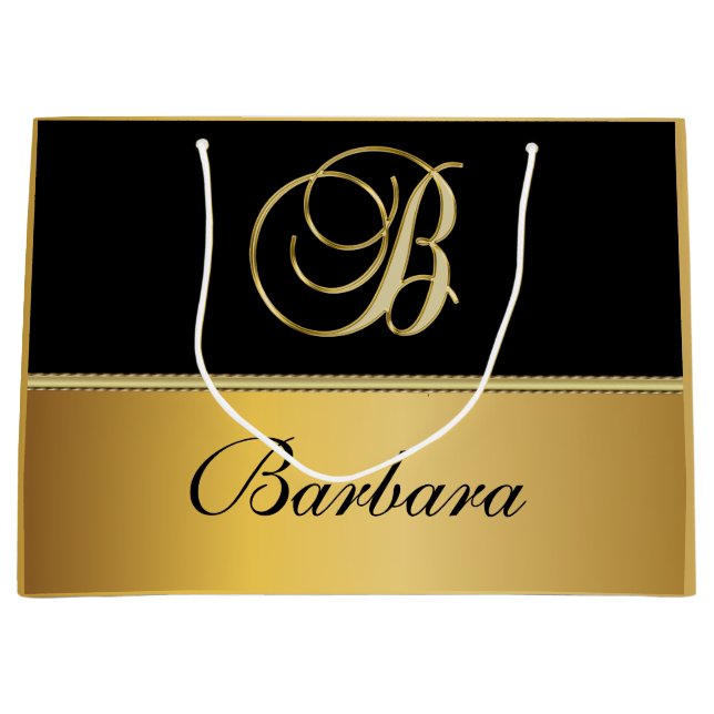 Elegant Monogram Black Guld Elegant Namn (Framsidan)
