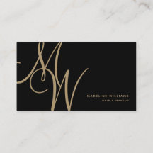 Elegant Monogram Black Guld Modern Script Initiale