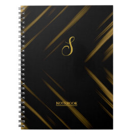 Elegant Monogram Black & Guld Mönster Anteckningsbok