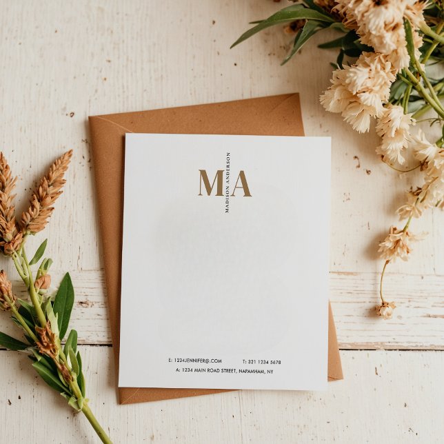 Elegant Monogram Black Guld Namn Business Anteckningsblock (Skapare uppladdad)