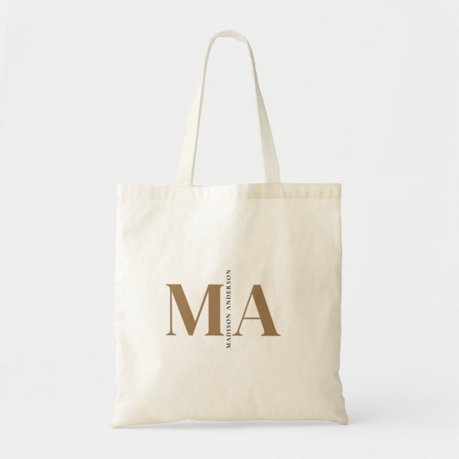 Elegant Monogram Black Guld Namn Tygkasse (Framsidan)