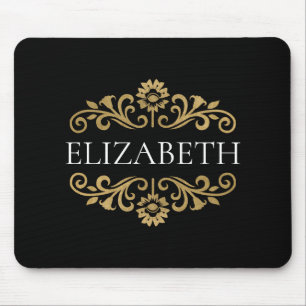 Elegant Monogram Black Guld Office School Musmatta