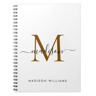 Elegant Monogram Black Guld Script Office School Anteckningsbok