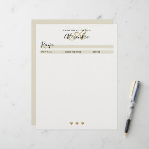 Elegant Monogram Black Guld Simple Recipe Lakan