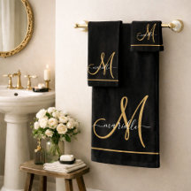 Elegant Monogram Black Guld-skript Namn