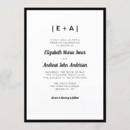 Elegant Monogram Black Modern Bold Bröllop Inbjudningar
