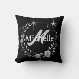 Elegant Monogram Black Silver-skript Dekorativ kud Kudde