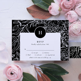 Elegant Monogram Black Tuxedo-utandningen Bröllop OSA Kort