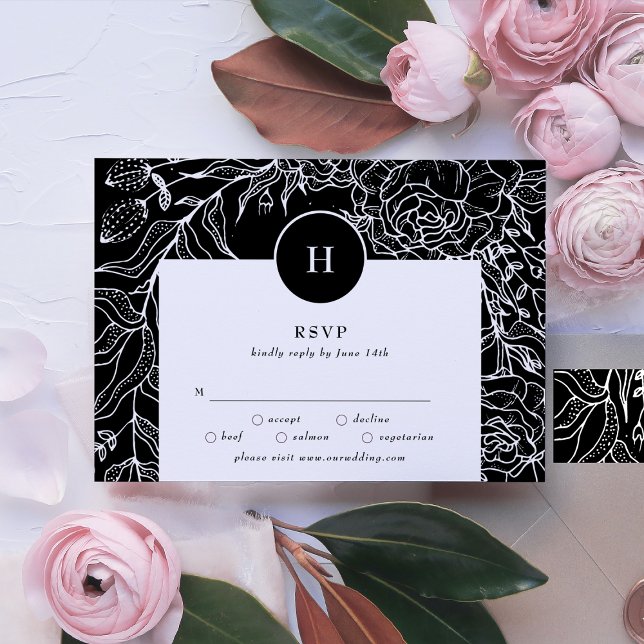 Elegant Monogram Black Tuxedo-utandningen Bröllop OSA Kort (RSVP showcasing suite - additional items (bought separately))