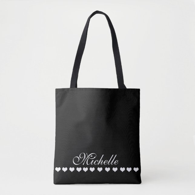 Elegant Monogram Black Tygkasse (Framsida)