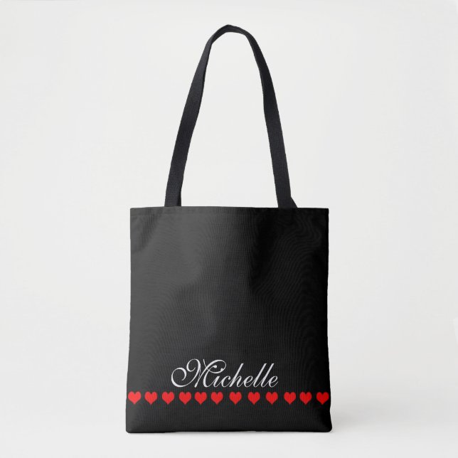 Elegant Monogram Black Tygkasse (Framsida)