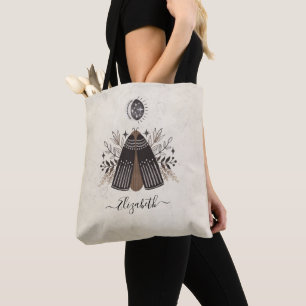 Elegant Monogram Black White Blommigt Butterfly Tygkasse