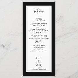 Elegant Monogram Black & White Bröllop Meny