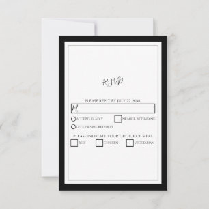 Elegant Monogram Black & White Bröllop OSA Kort