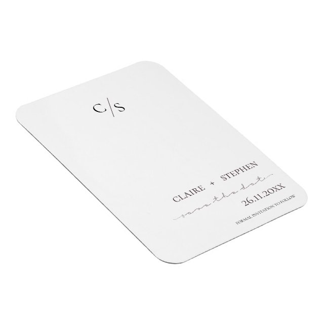 Elegant Monogram Black White Bröllop spara datum Magnet (Högersidan)