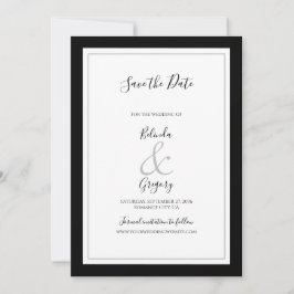 Elegant Monogram Black & White Bröllop Spara Datumet