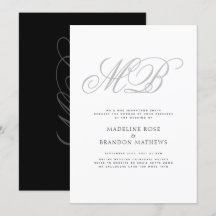 Elegant Monogram Black White Virtuella Bröllop