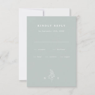 Elegant Monogram Blad Ljusgrön Bröllop OSA Kort