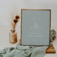 Elegant monogram blad salvia gästbok bröllopsskylt
