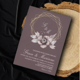 Elegant monogram blommig mauve bröllopsinbjudan inbjudningar