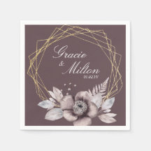 Elegant Monogram Blommigt Mauve Bröllop