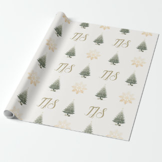 Elegant Monogram Blommigt Snowflake Julgran Presentpapper