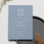 Elegant Monogram Blommigt Vapensköld Dusty Blue Br Inbjudningar<br><div class="desc">Inledning av inbjudan till Elegant Monogram Vapensköld Wedding i Celestial Blue färg. Öka bröllop-tillkännagivandet med tidlös sofistikering och känsloladdad charm. Med sin komplicerade monogram-vapensköld och sitt känsliga skript anger inbjudan tonen för ett verkligt spännande firande. Gör din speciella dag oförglömlig med den här krävande inbjudan-sviten.</div>