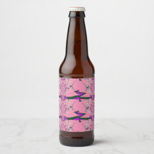 Elegant Monogram Bloom: Bekvämt personligt motif Ölflaska Etikett