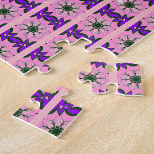 Elegant Monogram Bloom: Bekvämt personligt motif Pussel