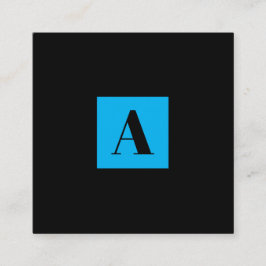 Elegant Monogram Blue-affärskort Fyrkantigt Visitkort