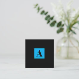 Elegant Monogram Blue-affärskort Fyrkantigt Visitkort