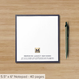 Elegant Monogram Blue-Anteckningsblock Anteckningsblock